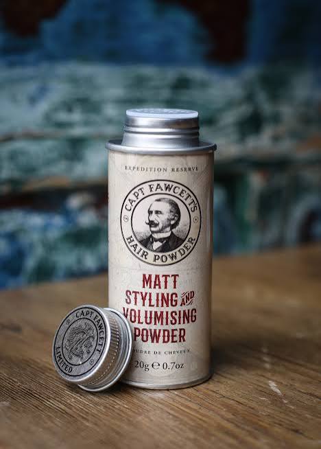 Captain Fawcett matt styling and volumising hair powder tin